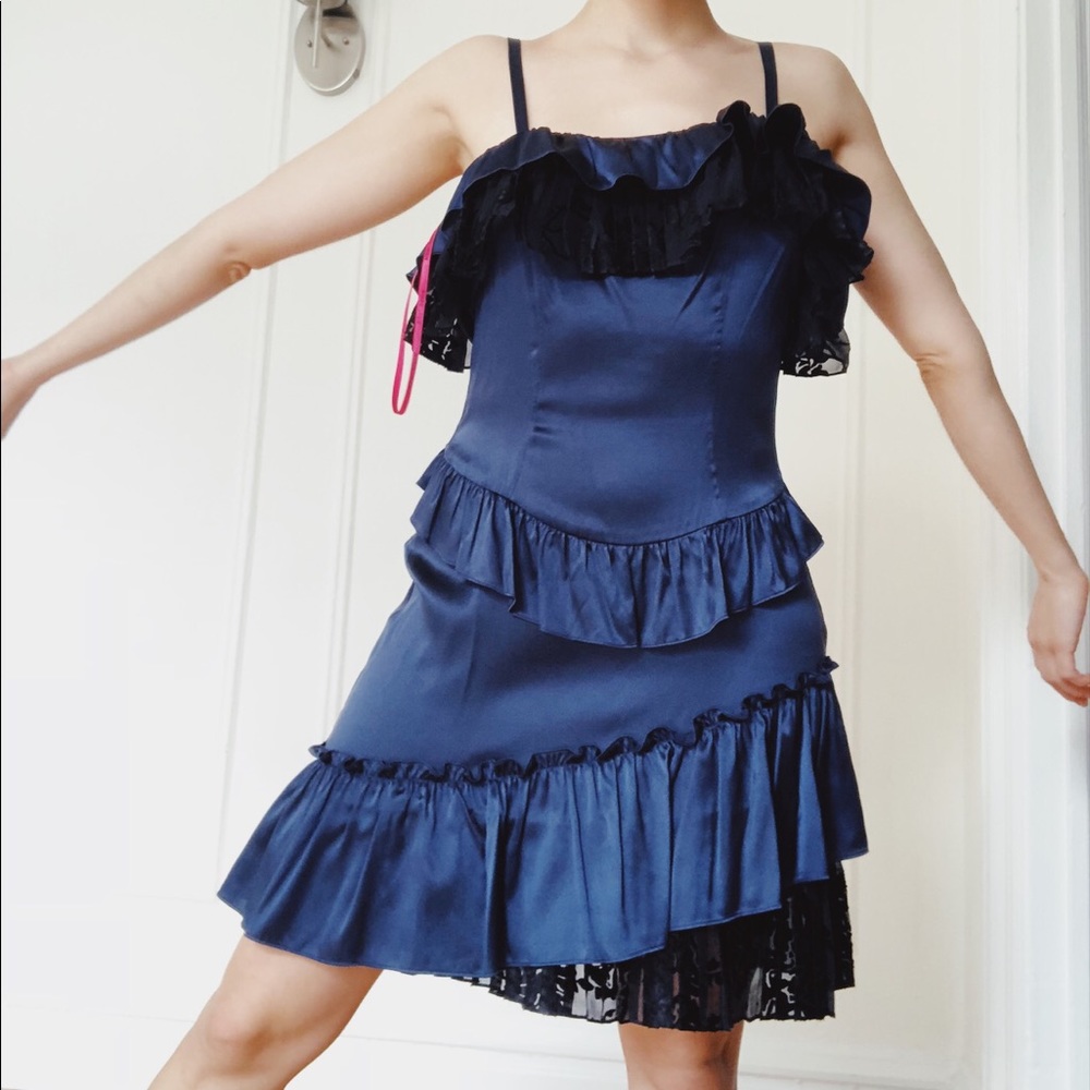 HP👏NWT Betsey Johnson silk blue mini dress Medium
